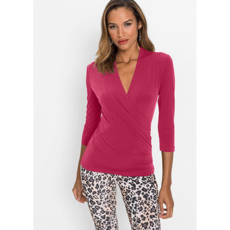 Red blouse Bodyflirt with V-neck, size XXS/XS
