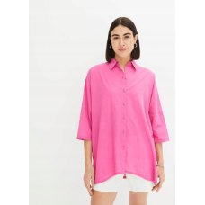 "Rainbow" Oversized blouse with lace embroidery on the back, pink.