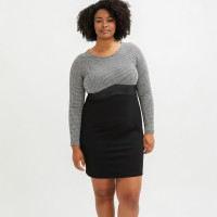 Dress with black and white checkered pattern, BodyFlirt