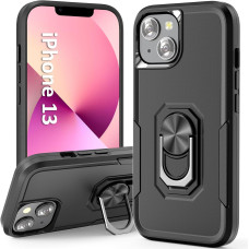 Telefona aizsarg maciņš case Apple iPhone 13 Pro Max melns, magnētisks, ar gredzenu