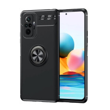 Telefona aizsarg maciņš, vāciņš case Xiaomi Redmi Note 10 Pro 4G, melns, magnētisks, ar gredzenu