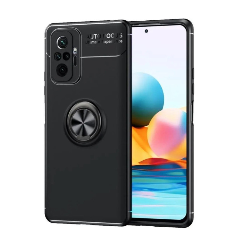 Phone case, cover for Xiaomi Redmi Note 10 Pro 4G, black, magnetic, with ring