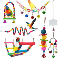 Parrot toy, bird cage toy, wooden perch
