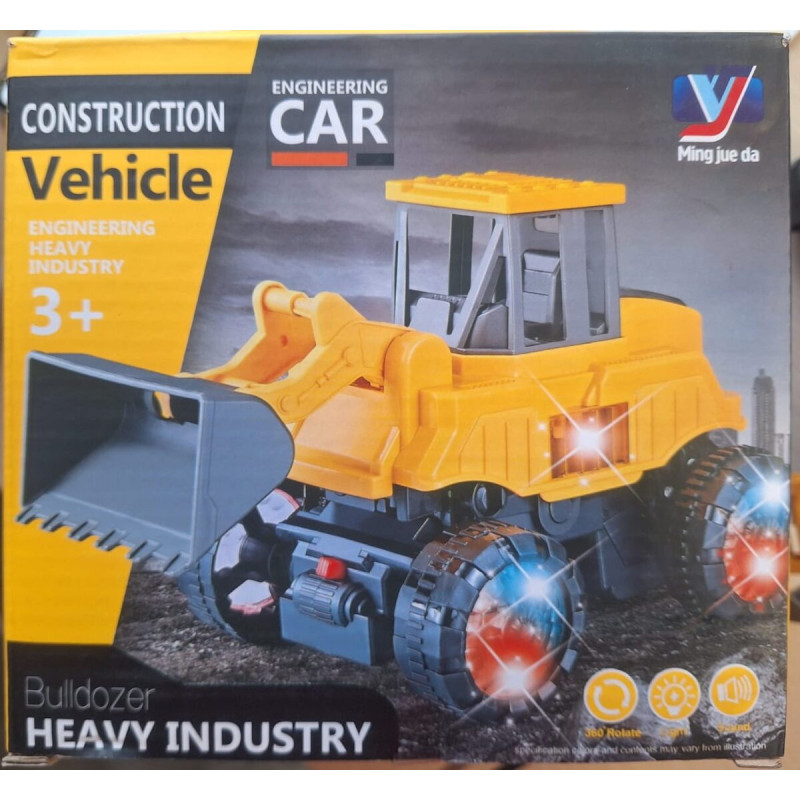 Buldozers, traktors ar skaņas un gaismas efektiem