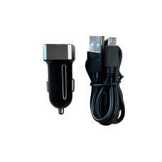 Универсальное автомобильное зарядное устройство Cmx USB с 2 портами, 2xUSB-A, USB-Micro, черное