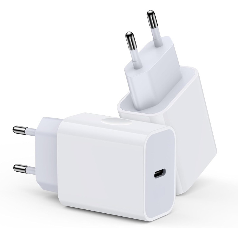 iPhone Lightning cable with USB Type-C connector and adapter, 2pcs, 2m, 20W fast charging